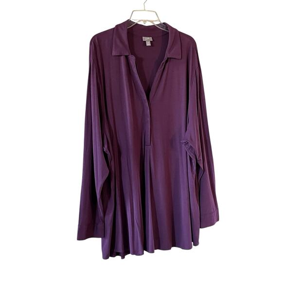 J.JILL Stretch Plus Size 4X Holiday Plum Pullover Long Sleeve Collared Tunic Top - Picture 9 of 9